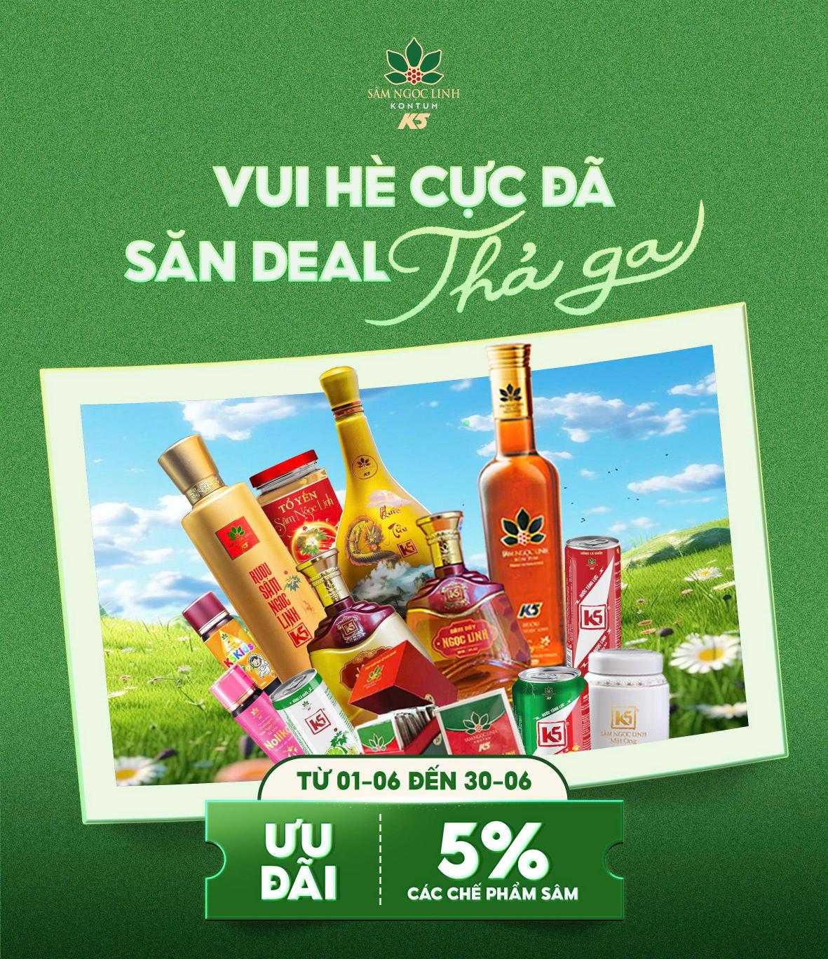 Ưu đãi 5% khi mua các chế phẩm Sâm.