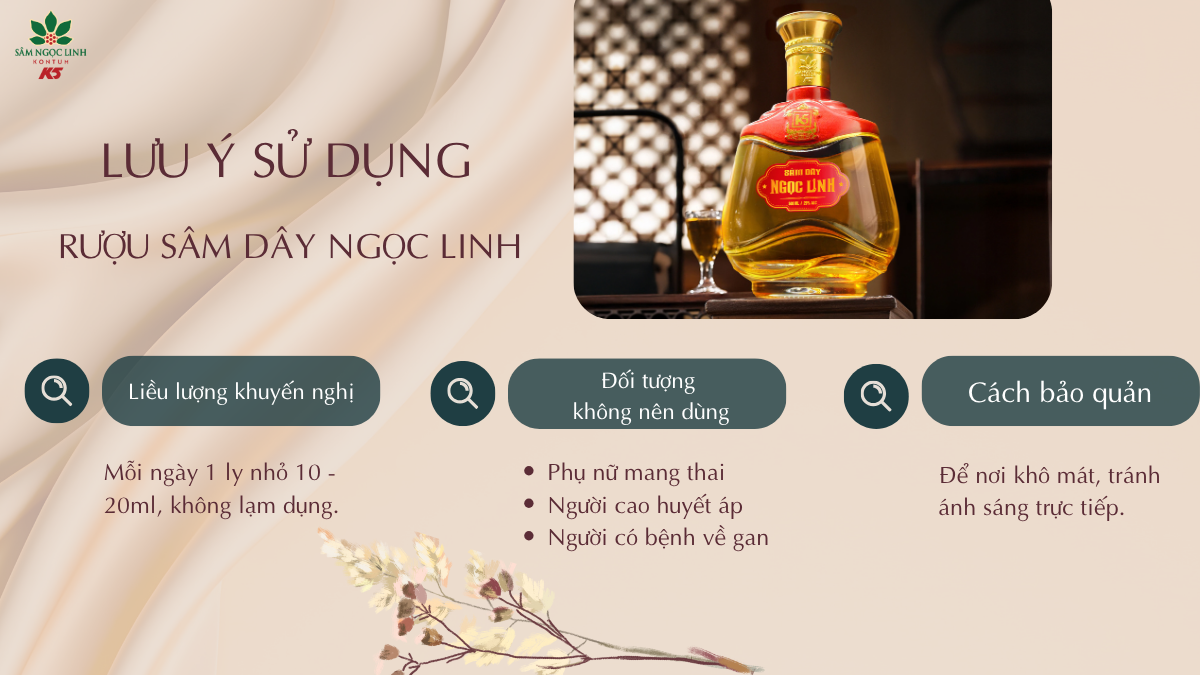 Những lưu ý khi sử dụng rượu sâm dây để đảm bảo sức khỏe.