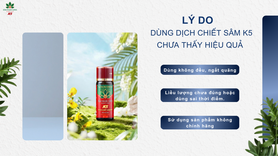 Một số nguyên nhân dùng sản phẩm chưa thấy hiệu quả.