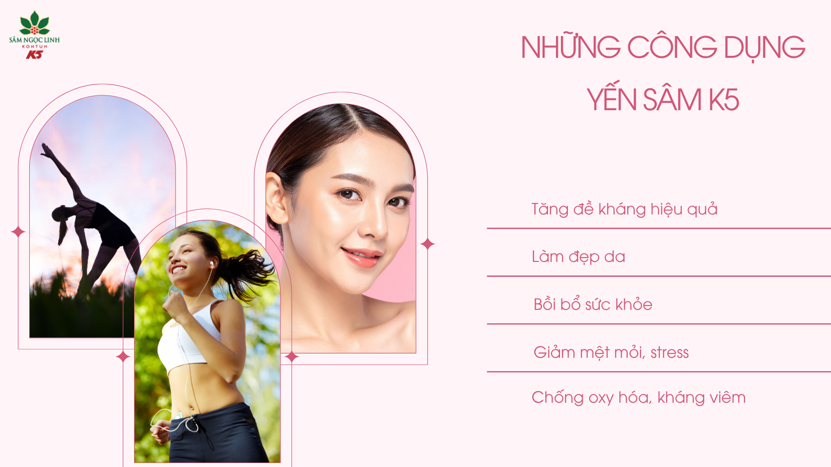 Công dụng của Yến Sâm K5 với sức khỏe người dùng.