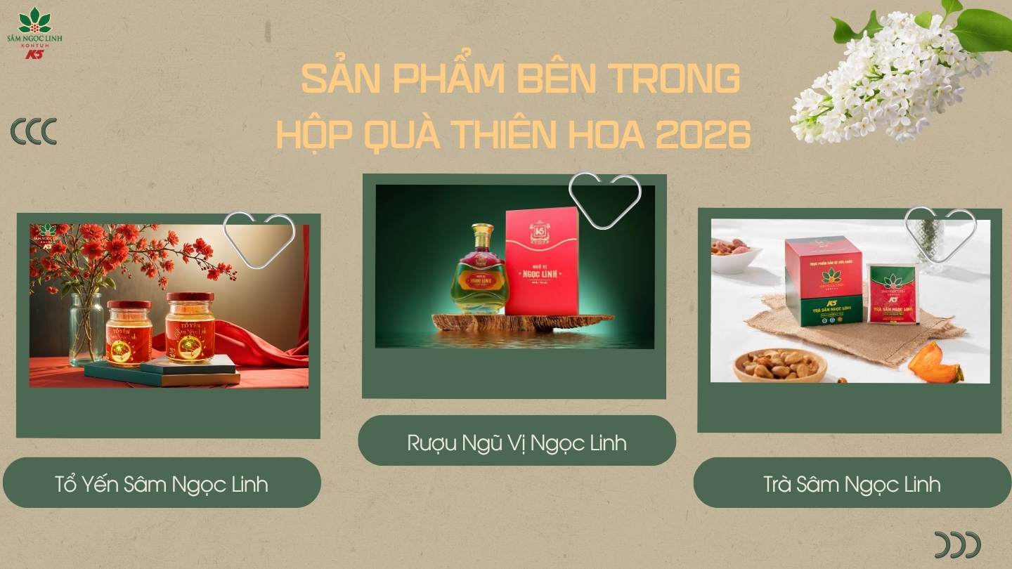Các sản phẩm bên trong hộp quà Thiên Hoa 2026.