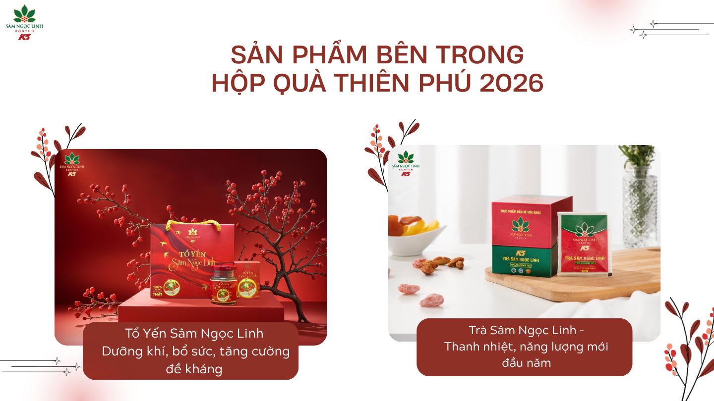 Sản phẩm bên trong hộp quà Thiên Phú 2026.