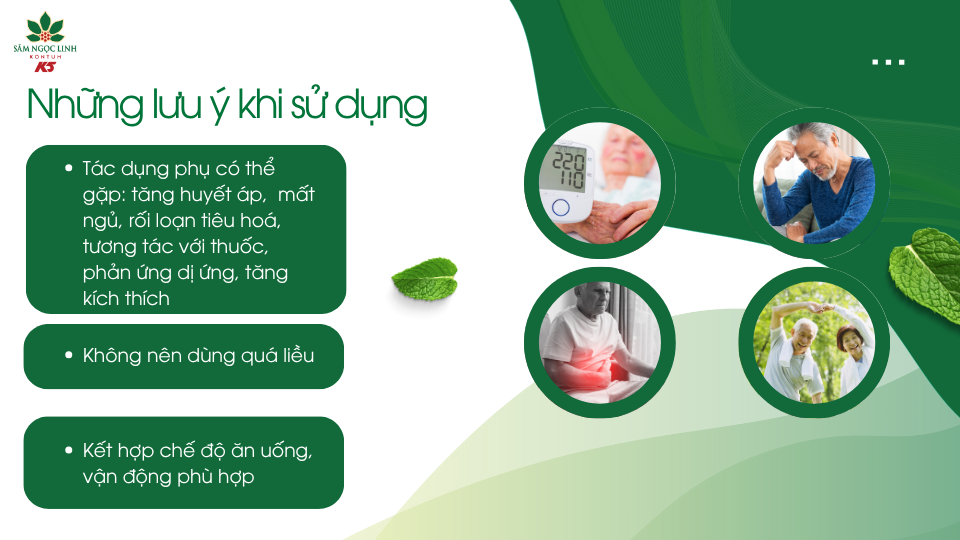 Một số lưu ý khi dùng sâm Ngọc Linh cho người già.