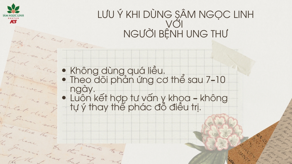 Những lưu ý khi dùng sâm Ngọc Linh cho người bệnh ung thư.