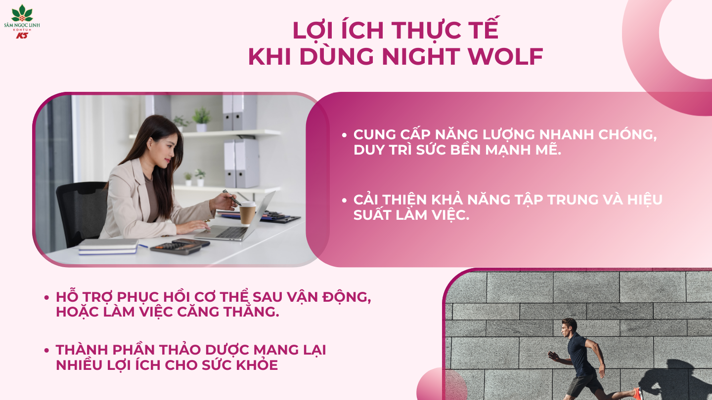  Một số lợi ích khi dùng nước tăng lực Night Wolf.
