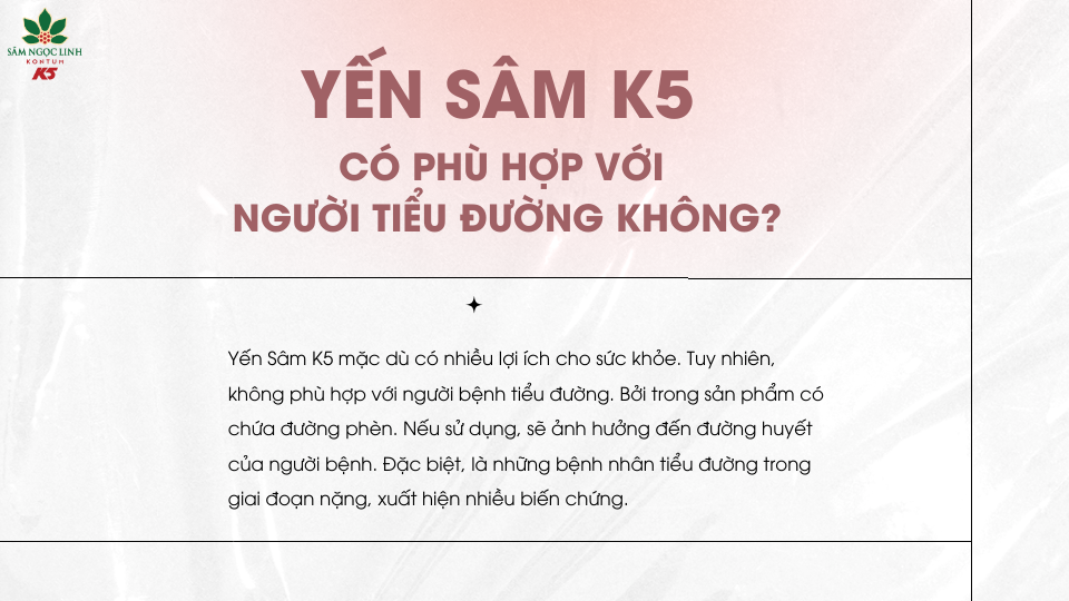 Yến Sâm K5 có phù hợp với người tiểu đường không?