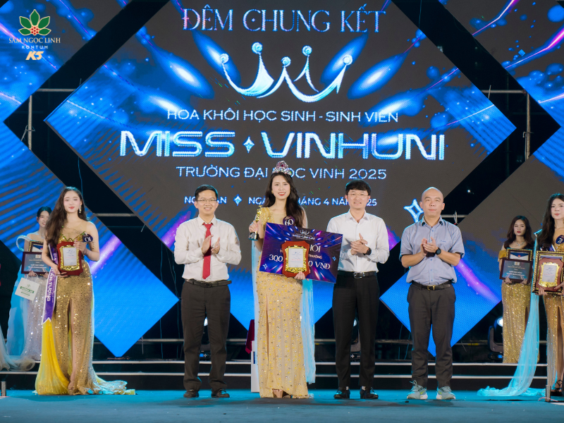 Thí sinh Phạm Thị Trà Giang – sinh viên của khoa Giáo dục mầm non đã đăng quang cuộc thi Miss VinhUni – Hoa khôi học sinh – sinh viên Trường Đại học Vinh năm 2025.
