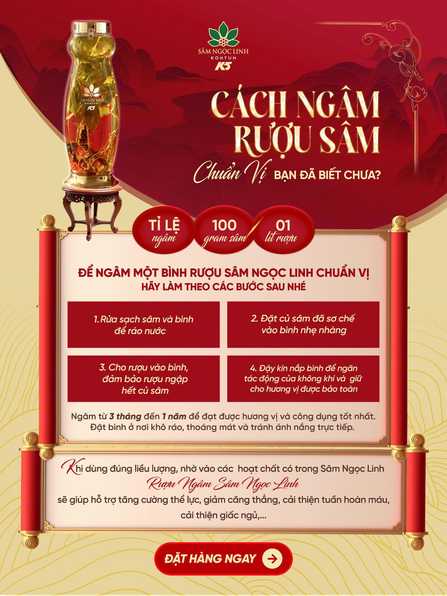 Cách ngâm rượu sâm ngọc linh chuẩn vị