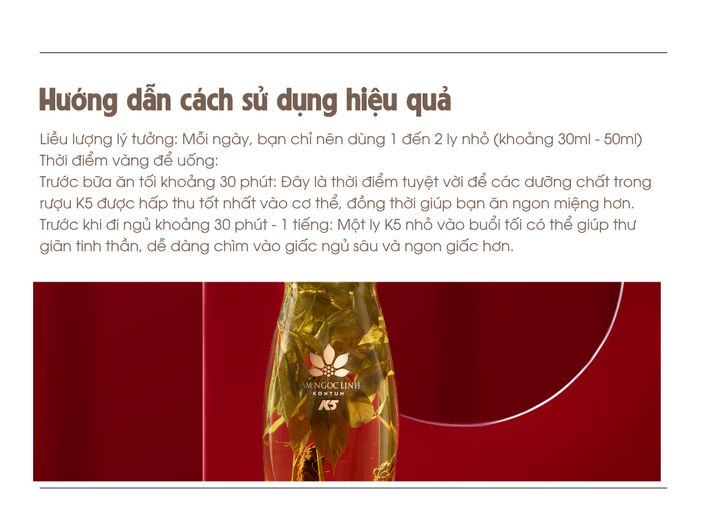 Liều lượng sử dụng rượu củ tươi K5